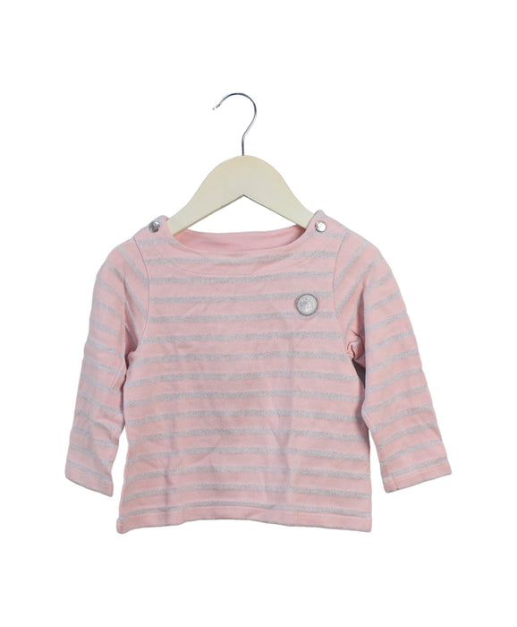 A Pink Long Sleeve Tops from Petit Bateau in size 3T for girl. (Front View)