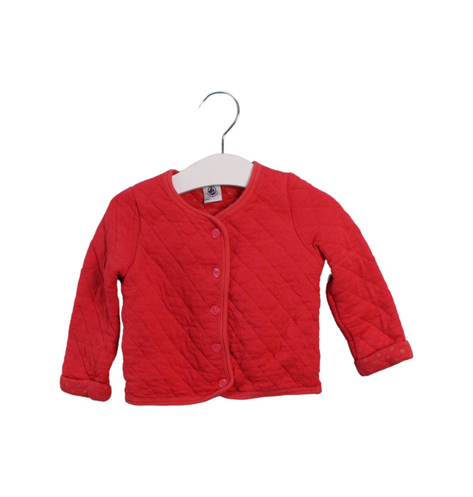 A Pink Puffer/Quilted Jackets from Petit Bateau in size 12-18M for girl. (Front View)