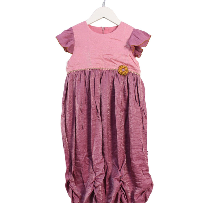 A Pink Short Sleeve Dresses from Maileg in size 6T for girl. (Front View)
