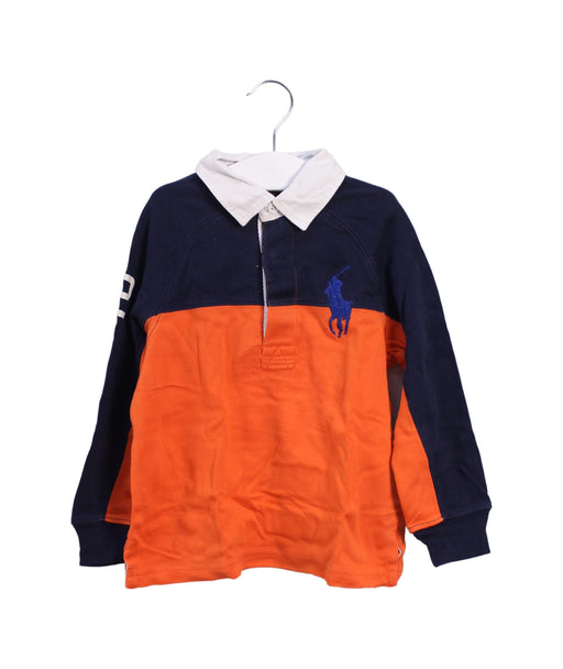 A Orange Long Sleeve Polos from Polo Ralph Lauren in size 3T for boy. (Front View)