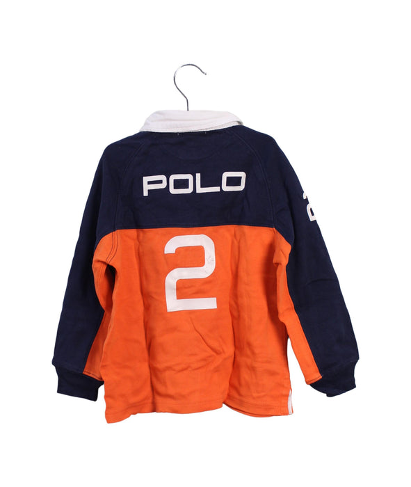 A Orange Long Sleeve Polos from Polo Ralph Lauren in size 3T for boy. (Back View)