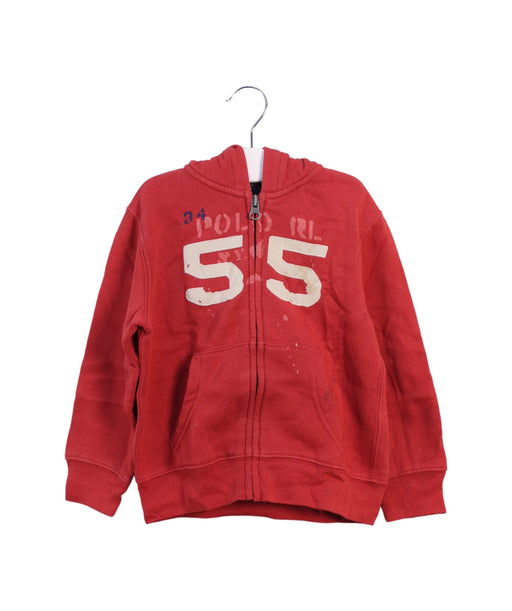A Red Zippered Sweatshirts from Polo Ralph Lauren in size 3T for boy. (Front View)