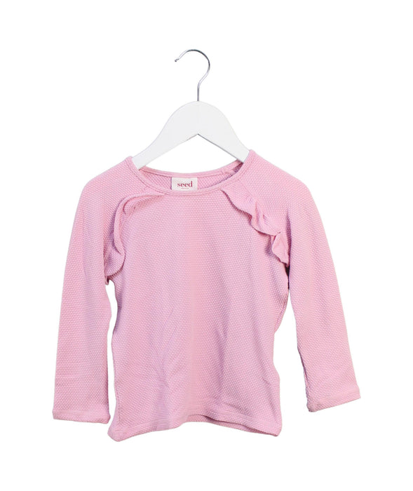 A Pink Long Sleeve Tops from Seed in size 3T for girl. (Front View)