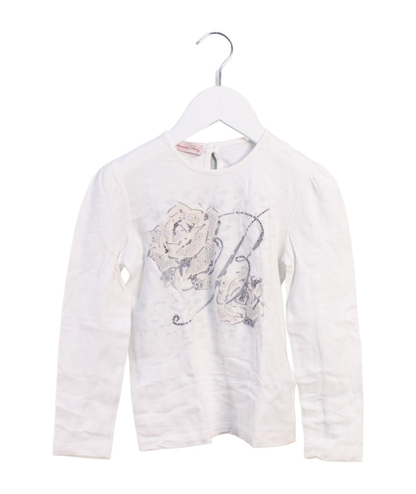 A White Long Sleeve Tops from Blumarine in size 4T for girl. (Front View)