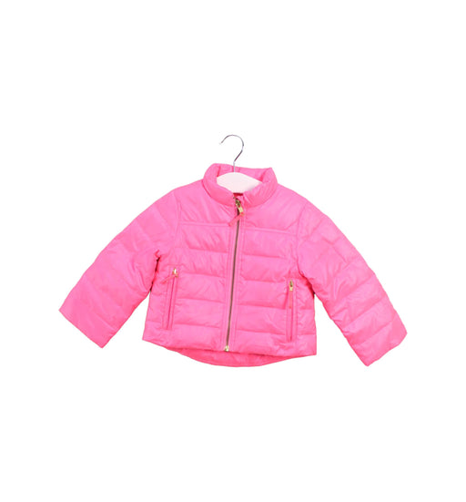 A Pink Puffer/Quilted Jackets from Crewcuts in size 2T for girl. (Front View)