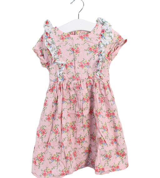 A Pink Short Sleeve Dresses from Oobi in size 3T for girl. (Front View)