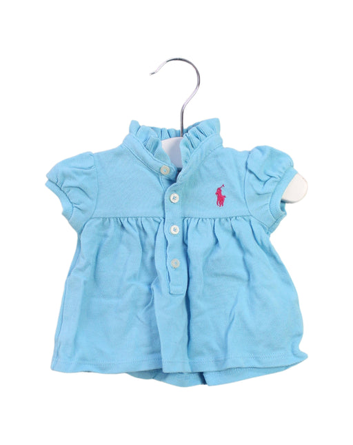 A Blue Short Sleeve Polos from Ralph Lauren in size 0-3M for girl. (Front View)