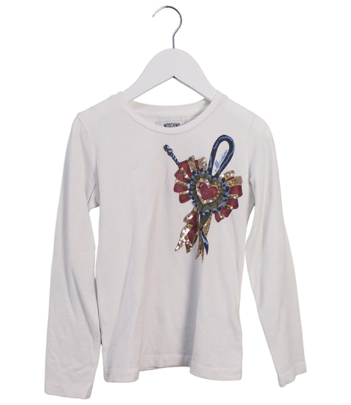 A White Long Sleeve Tops from Moschino in size 6T for girl. (Front View)