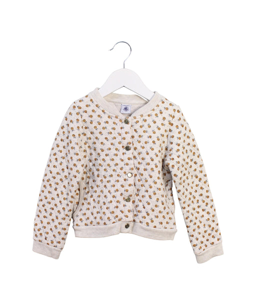 A Beige Puffer/Quilted Jackets from Petit Bateau in size 4T for girl. (Front View)