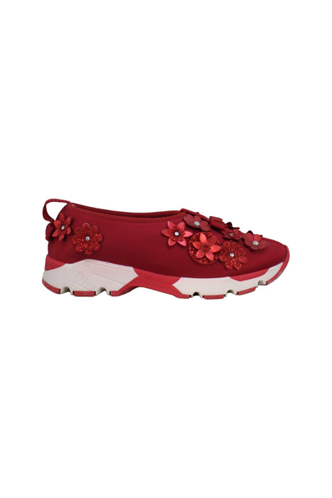 A Red Slip Ons from Dior in size 5T for girl. (Back View)