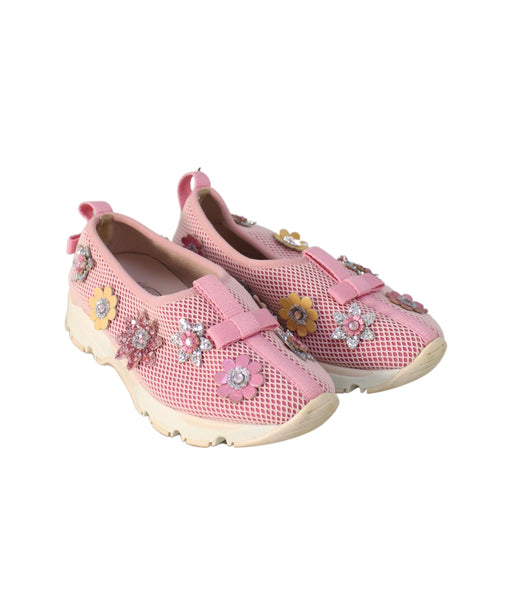 A Pink Slip Ons from Dior in size 4T for girl. (Front View)