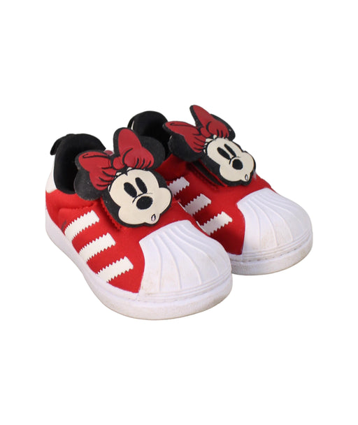 A Red Slip Ons from Adidas in size 12-18M for boy. (Front View)