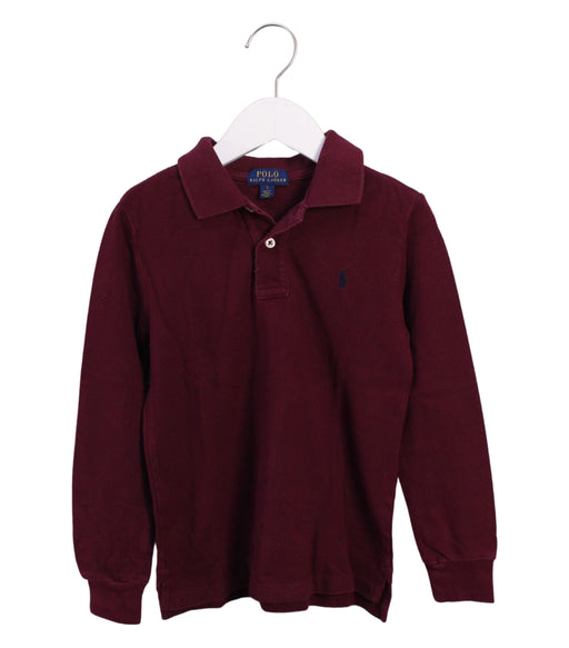 A Burgundy Long Sleeve Polos from Polo Ralph Lauren in size 7Y for boy. (Front View)