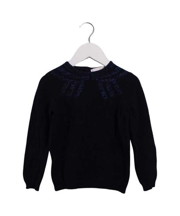 A Navy Knit Sweaters from Jacadi in size 4T for girl. (Front View)