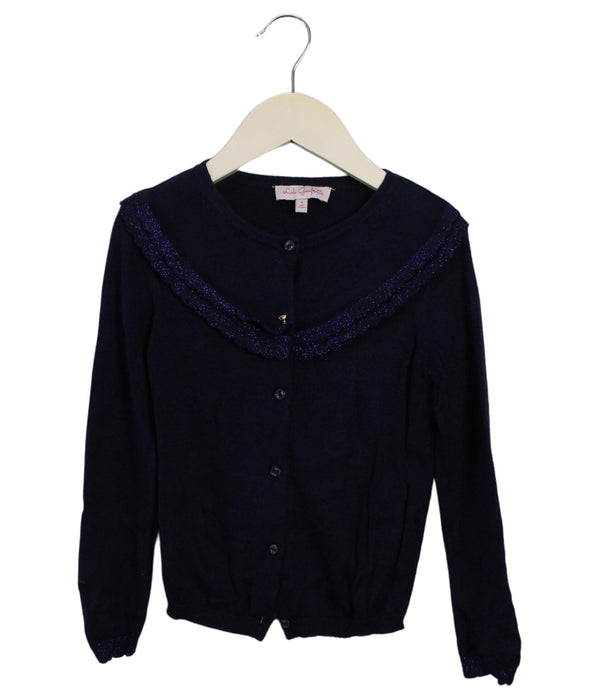 A Navy Cardigans from Lili Gaufrette in size 4T for girl. (Front View)