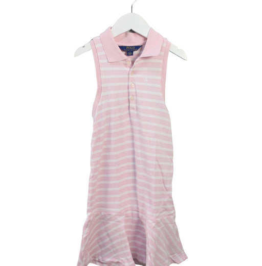 A Pink Sleeveless Dresses from Polo Ralph Lauren in size 6T for girl. (Front View)