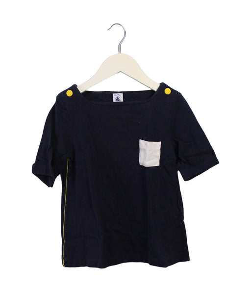 A Navy Short Sleeve Tops from Petit Bateau in size 8Y for girl. (Front View)