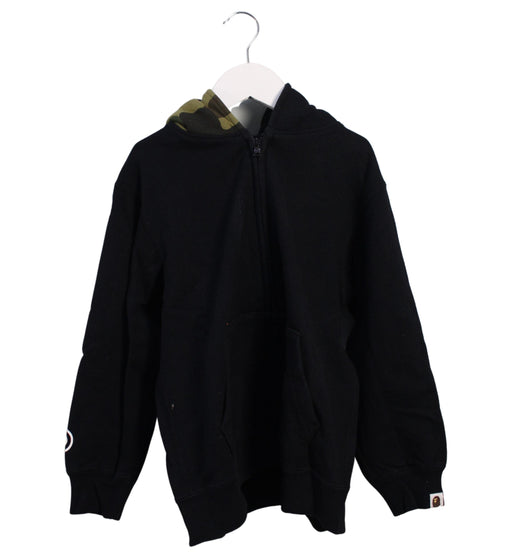 A Black Zippered Sweatshirts from BAPE KIDS in size 7Y for boy. (Front View)