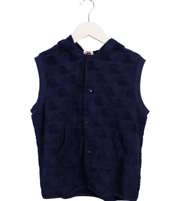 A Navy Outerwear Vests from BAPE KIDS in size 7Y for boy. (Front View)