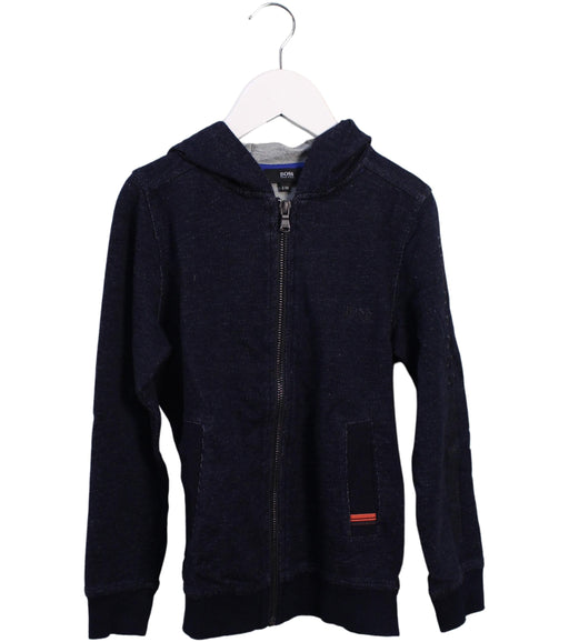 A Navy Zippered Sweatshirts from Boss in size 6T for boy. (Front View)