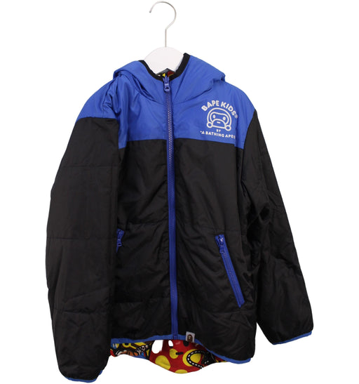 A Black Puffer/Quilted Jackets from BAPE KIDS in size 10Y for boy. (Front View)