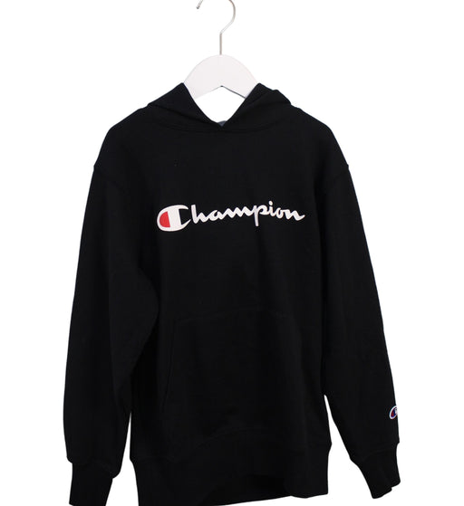 A Black Hooded Sweatshirts from Champion in size 10Y for boy. (Front View)