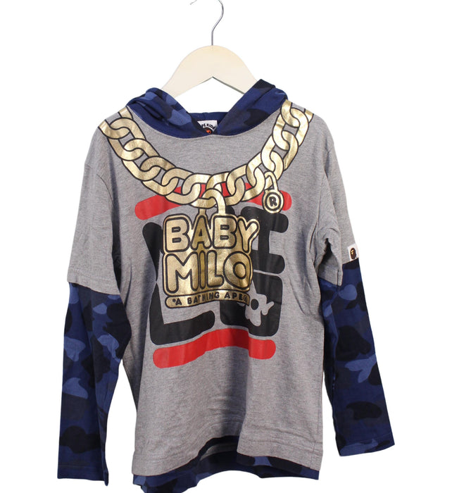 A Grey Long Sleeve Tops from BAPE KIDS in size 7Y for boy. (Front View)