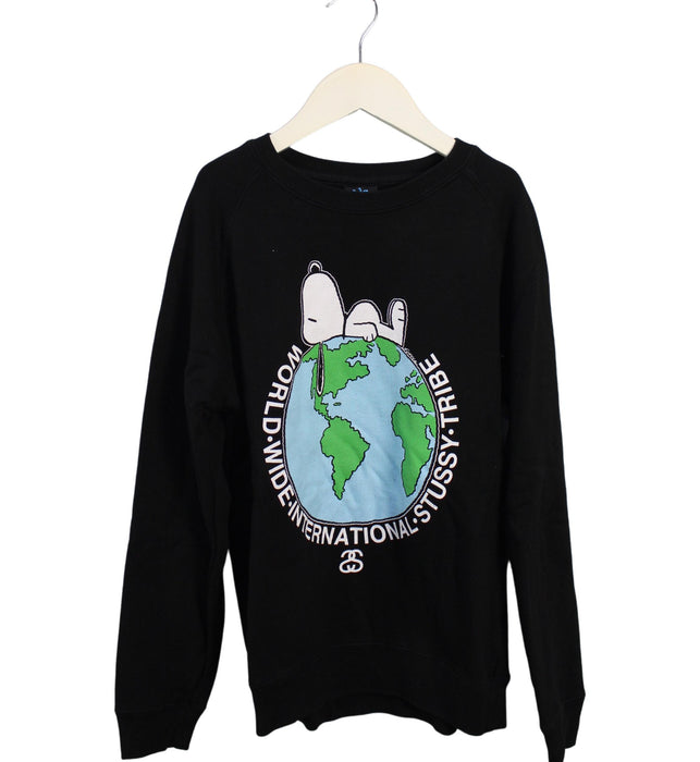 A Black Crewneck Sweatshirts from Stussy in size 7Y for boy. (Front View)