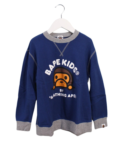 A Blue Crewneck Sweatshirts from BAPE KIDS in size 7Y for boy. (Front View)