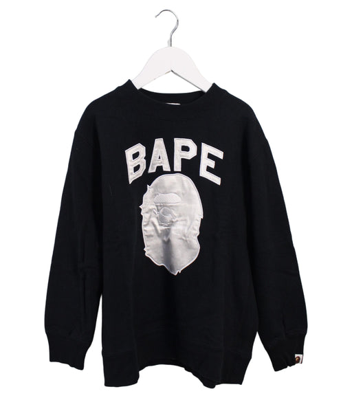 A Black Crewneck Sweatshirts from BAPE KIDS in size 7Y for boy. (Front View)