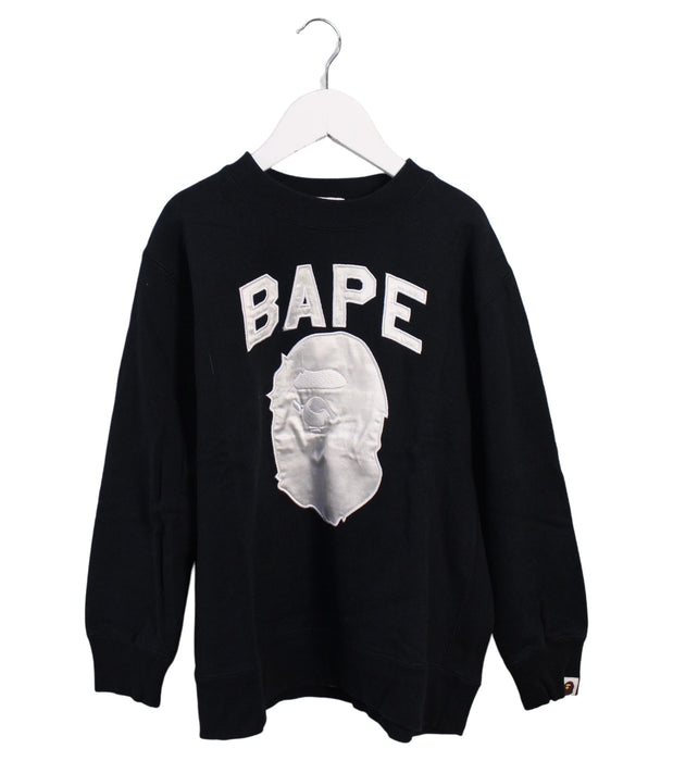 A Black Crewneck Sweatshirts from BAPE KIDS in size 7Y for boy. (Front View)