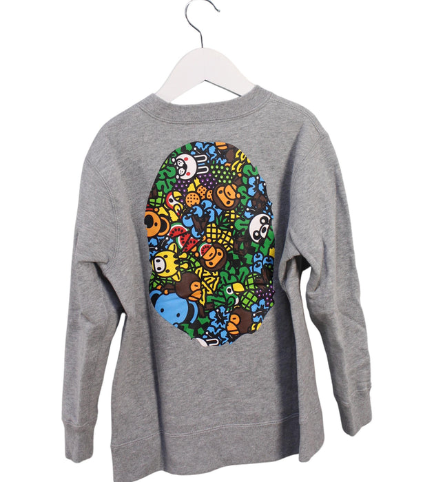 A Grey Crewneck Sweatshirts from BAPE KIDS in size 7Y for boy. (Back View)