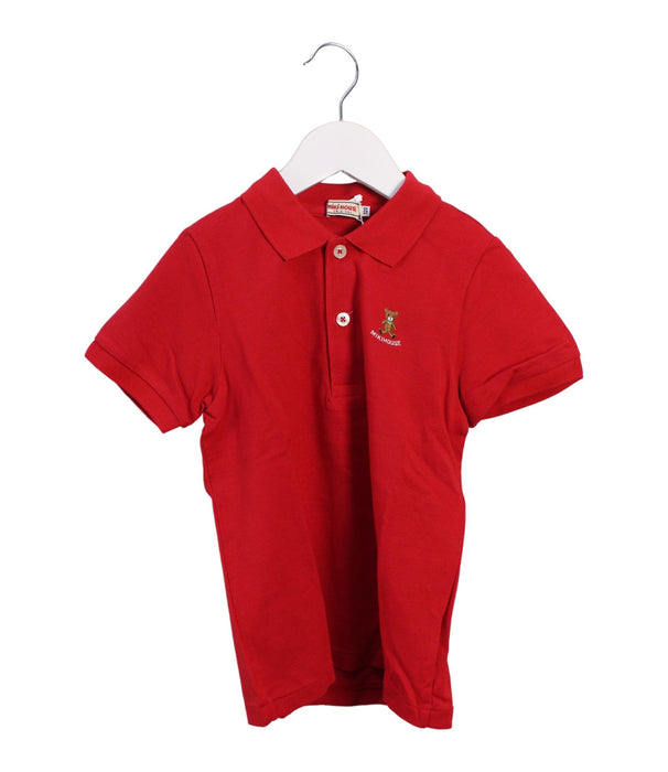 A Red Short Sleeve Polos from Miki House in size 5T for boy. (Front View)