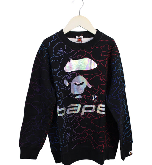 A Black Crewneck Sweatshirts from BAPE KIDS in size 10Y for boy. (Front View)