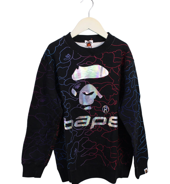 A Black Crewneck Sweatshirts from BAPE KIDS in size 10Y for boy. (Front View)