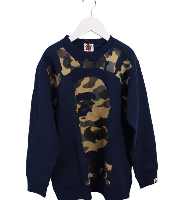 A Blue Crewneck Sweatshirts from BAPE KIDS in size 10Y for boy. (Front View)