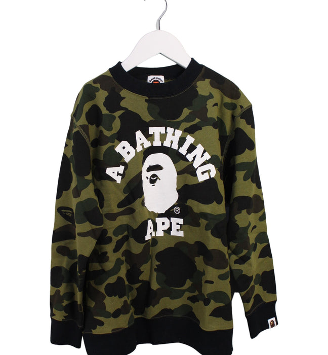 A Green Crewneck Sweatshirts from BAPE KIDS in size 10Y for boy. (Front View)