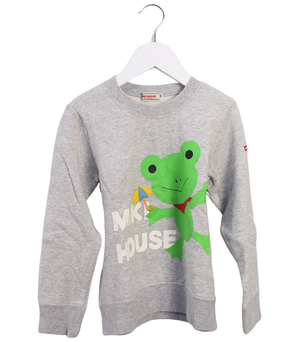 A Grey Crewneck Sweatshirts from Miki House in size 5T for boy. (Front View)