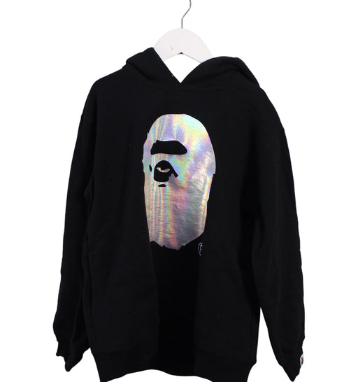 A Black Hooded Sweatshirts from BAPE KIDS in size 10Y for boy. (Front View)