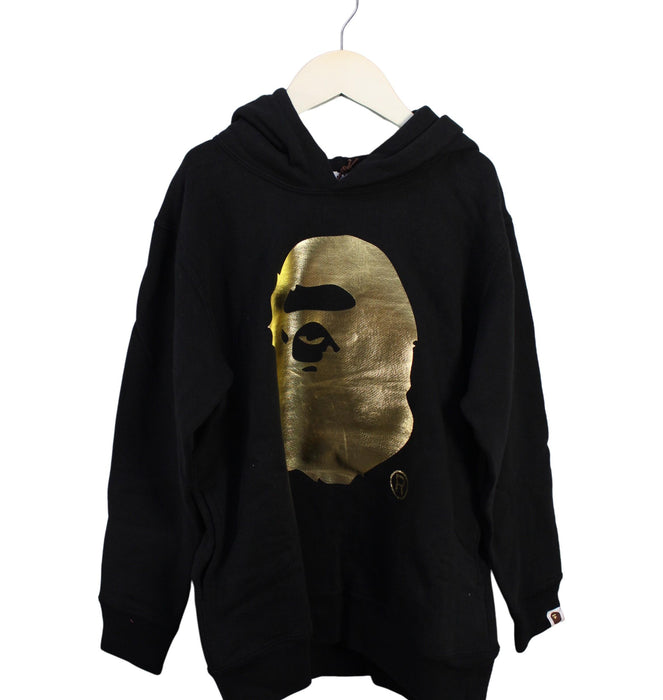 A Black Hooded Sweatshirts from BAPE KIDS in size 10Y for boy. (Front View)