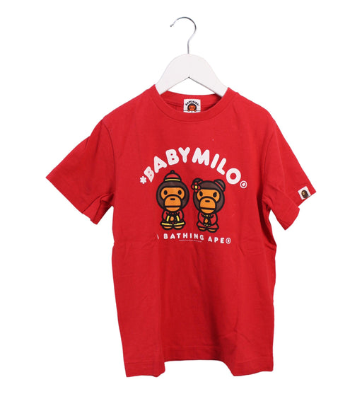 A Red Short Sleeve T Shirts from BAPE KIDS in size 7Y for boy. (Front View)