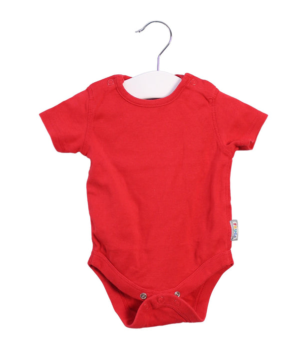 A Red Short Sleeve Bodysuits from Frugi in size 0-3M for girl. (Front View)