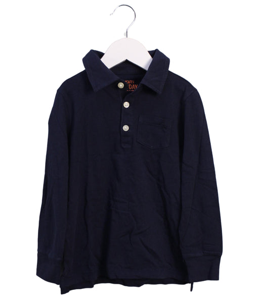 A Blue Long Sleeve Polos from Crewcuts in size 3T for boy. (Front View)