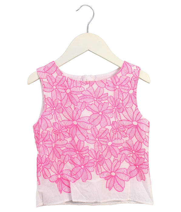 A Pink Sleeveless Tops from Charabia in size 5T for girl. (Front View)
