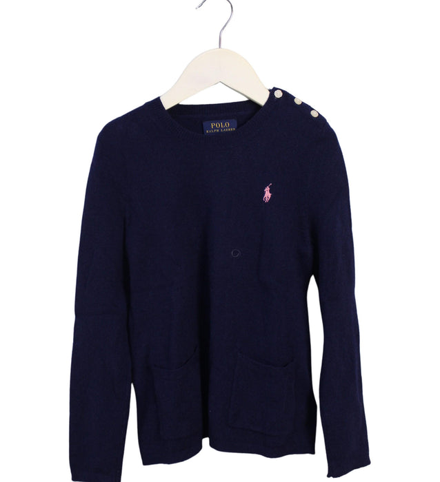 A Navy Knit Sweaters from Polo Ralph Lauren in size 6T for girl. (Front View)