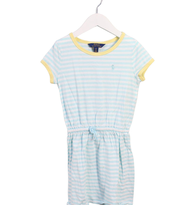 A Blue Short Sleeve Dresses from Polo Ralph Lauren in size 7Y for girl. (Front View)