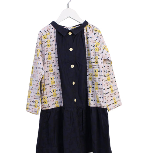 A Navy Long Sleeve Dresses from Leoca in size 8Y for girl. (Front View)