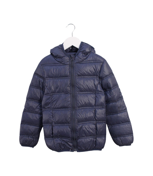 A Blue Puffer/Quilted Jackets from Chouchou Chic in size 5T for girl. (Front View)