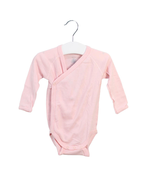 A Pink Long Sleeve Bodysuits from Petit Bateau in size 3-6M for girl. (Front View)