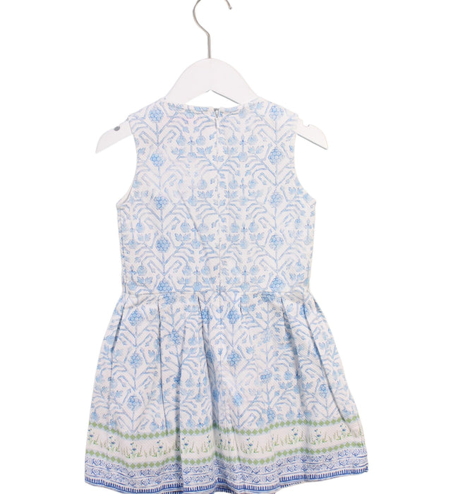 A Blue Sleeveless Dresses from Gingersnaps in size 8Y for girl. (Back View)